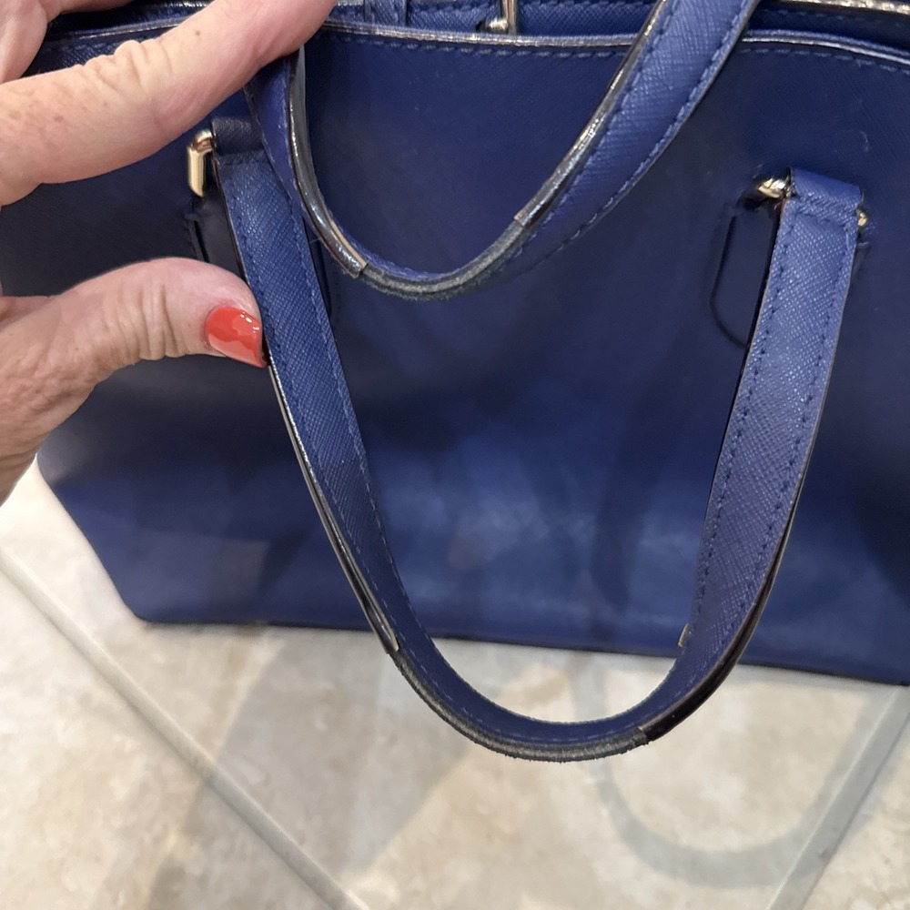 Kate Spade Evangelie Laurel Way Sapphire Blue Saffiano Leather Purse Tote *See - Picture 15 of 16